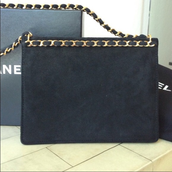 NWT RARE Chanel Black Suede & Gold Metal Bag. - Picture 5 of 8